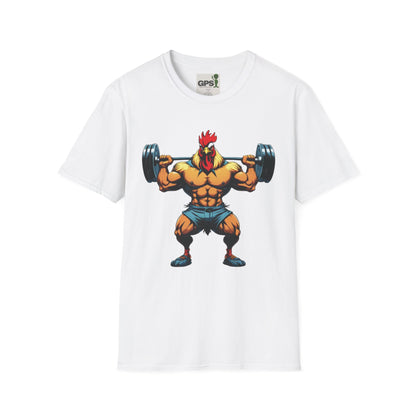 Rooster Weightlifter T-Shirt — Funny Gym Chicken Graphic Tee for Fitness Fans