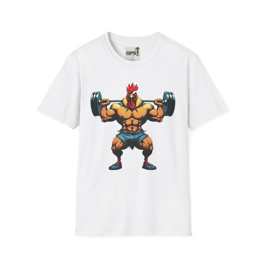 Rooster Weightlifter T-Shirt — Funny Gym Chicken Graphic Tee for Fitness Fans