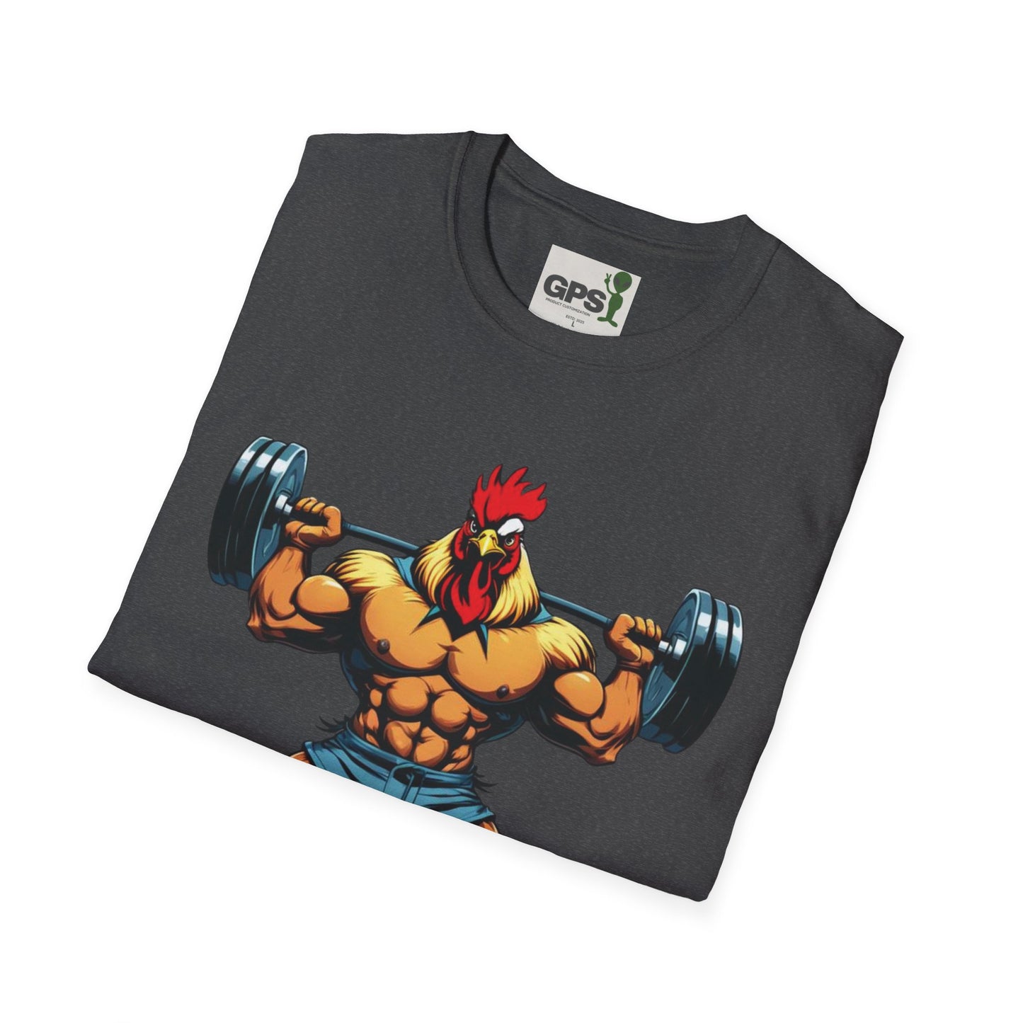 Rooster Weightlifter T-Shirt — Funny Gym Chicken Graphic Tee for Fitness Fans