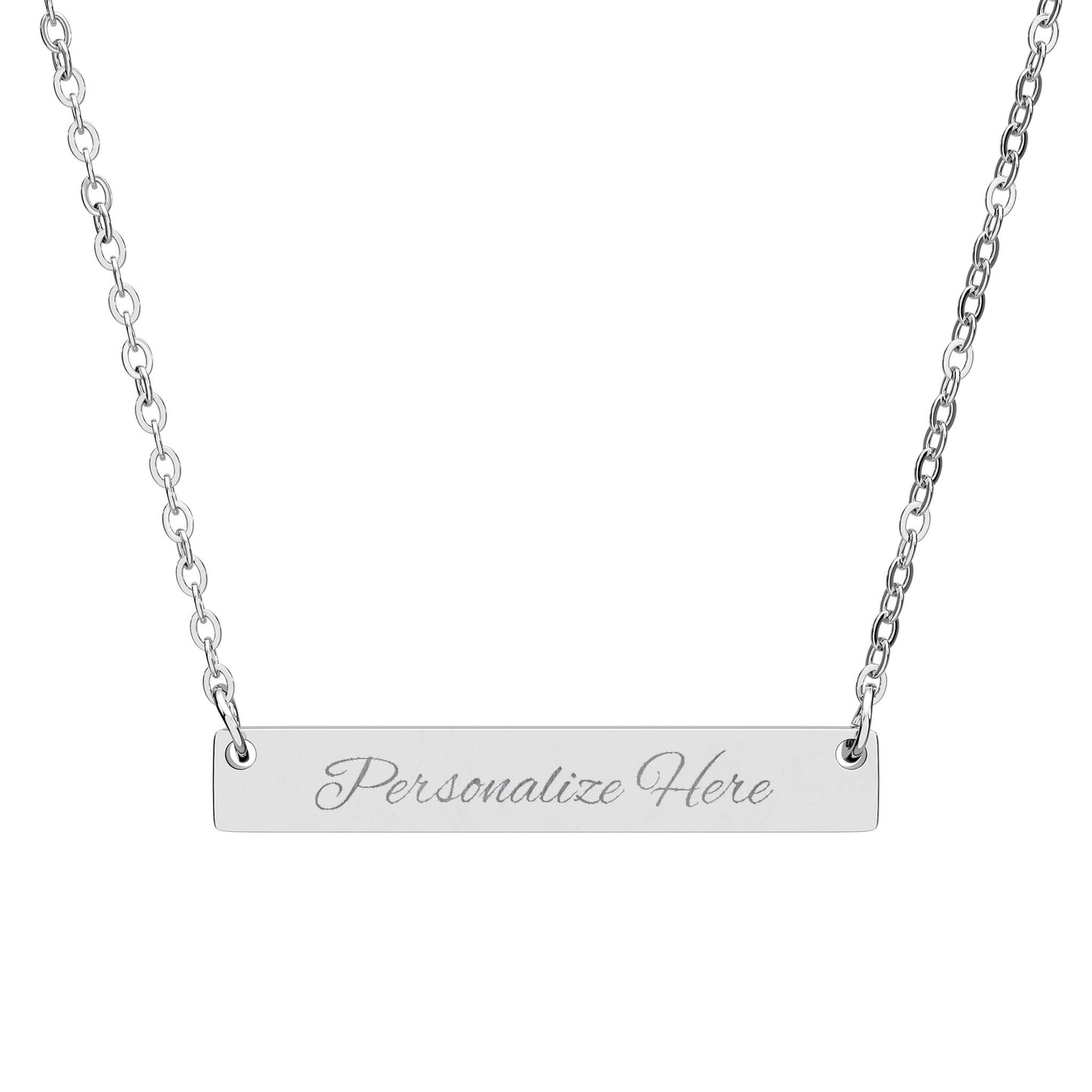 Personalized Engraved Bar Necklace — Custom Horizontal Name Pendant