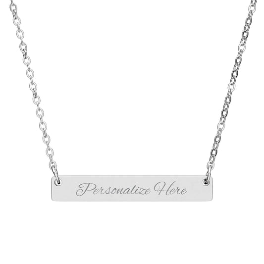 Personalized Engraved Bar Necklace — Custom Horizontal Name Pendant