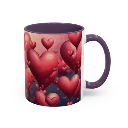 Valentine Heart Burst Accent Coffee Mug (11/15 oz)