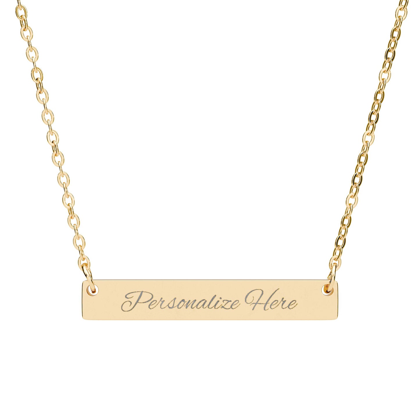 Personalized Engraved Bar Necklace — Custom Horizontal Name Pendant