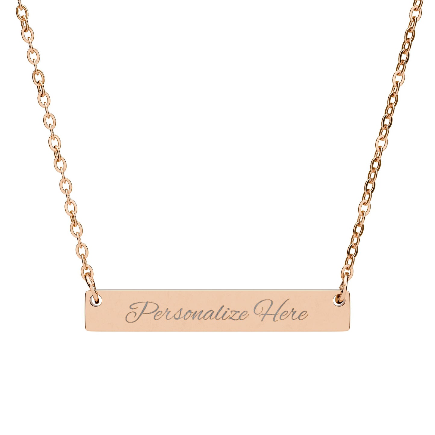 Personalized Engraved Bar Necklace — Custom Horizontal Name Pendant