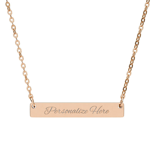 Personalized Engraved Bar Necklace — Custom Horizontal Name Pendant