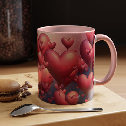 Valentine Heart Burst Accent Coffee Mug (11/15 oz)