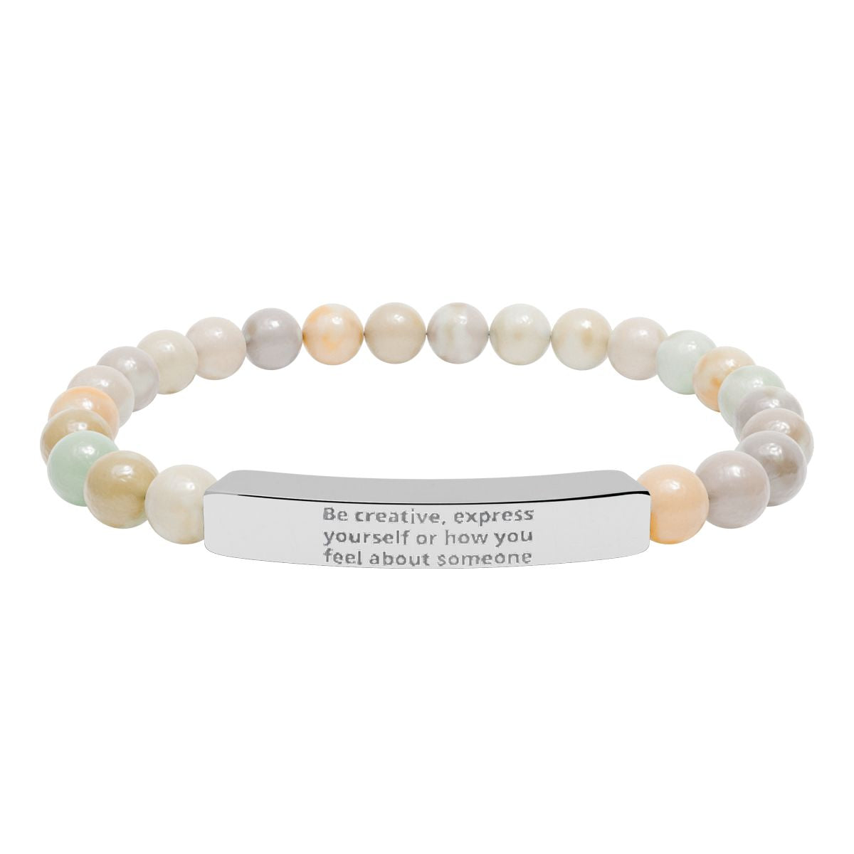 Engravable Natural Stone Stretch Bracelet — Personalized Name/Message